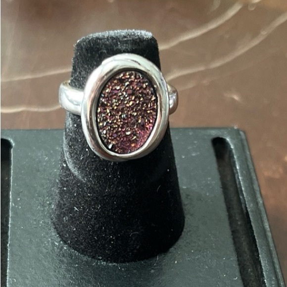 Lia Sophia Oval Ring Ablaze Purple Resin Druzy Sz 7 - Picture 5 of 6
